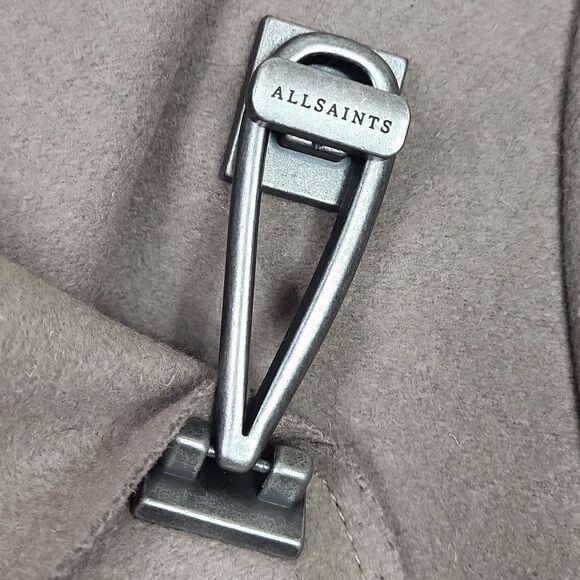 All Saints City Monument Wool mix Taupe Coat with Gun Silver Buckle. Size 4 - Picture 5 of 11